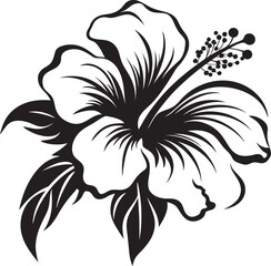 Hibiscus and Fern Elegance Artistic Graphic Creation Tropical Hibiscus Harmony Symbolic Logo Expression