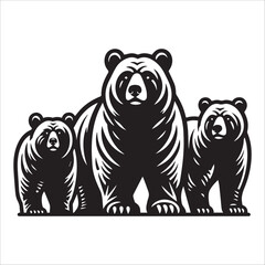 bears, vector illustration, silhouette