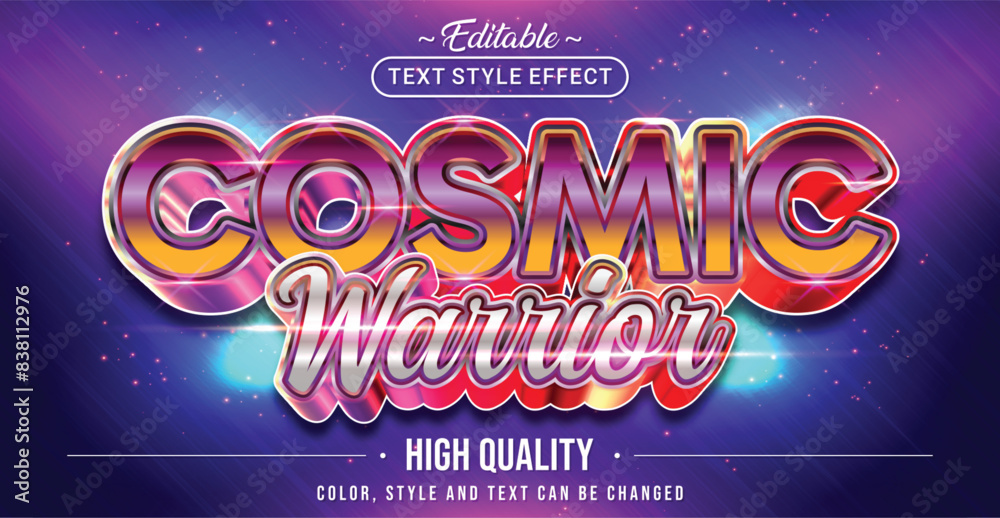 Poster editable text style effect - cosmic warrior text style theme.