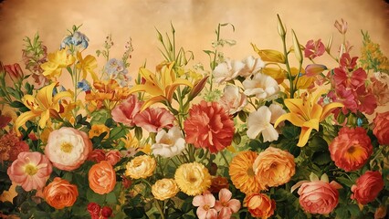 Fototapeta premium Flower background vintage effect style