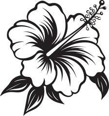 Hibiscus and Fern Design Artistic Graphic Creation Tropical Hibiscus Harmony Symbolic Logo Expression
