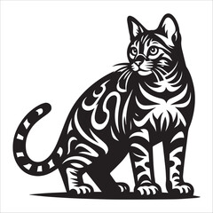 Bengal cat, vector illustration, silhouette