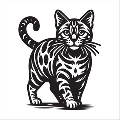 Bengal cat, vector illustration, silhouette
