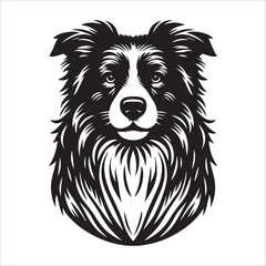 Border Collie dog, vector illustration, silhouette