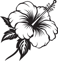 Hibiscus Bloom Harmony Minimalist Icon Vision Leafy Hibiscus Greenery Sleek Graphic Evolution