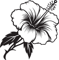 Hibiscus and Fern Harmony Creative Logo Creation Hibiscus Artistry Minimalistic Graphic Evolution