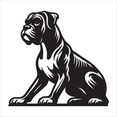 Boxer dog, vector illustration, silhouette