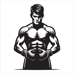 Obraz premium Man Boxer, vector illustration, silhouette