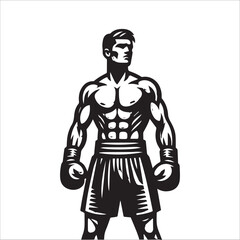 Fototapeta premium Man Boxer, vector illustration, silhouette