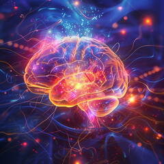 Obraz premium human brain radiating with energy,