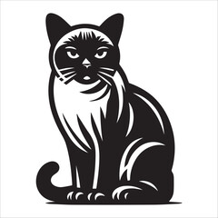 Burmese cat, vector illustration, silhouette