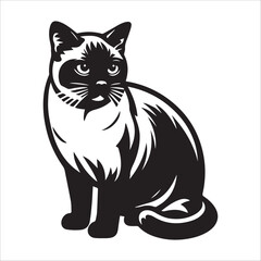 Burmese cat, vector illustration, silhouette