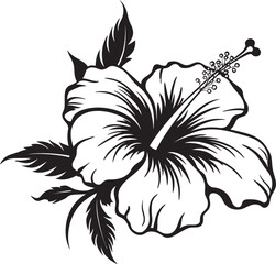 Colorful Hibiscus Oasis Natural Graphic Expression Hibiscus Emblem Design Abstract Floral Artistry