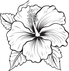Hibiscus and Fern Design Artistic Graphic Creation Tropical Hibiscus Harmony Symbolic Expression