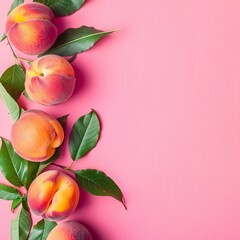 Summer Freshness with Vibrant Peaches and Leaves