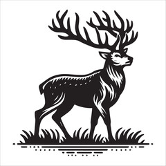 deer, vector illustration, silhouette