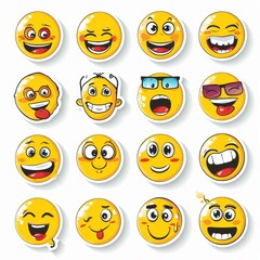 Collection of yellow emoji faces with different expressions
