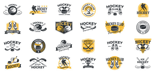 Hockey logo label and emblem set
