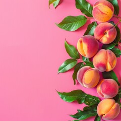 Summer Freshness with Vibrant Peaches and Leaves