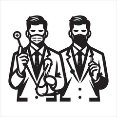 Doctor, vector illustration, silhouette