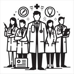 Doctor, vector illustration, silhouette