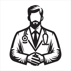 Doctor, vector illustration, silhouette