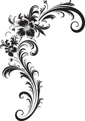 Retro Style Floral Corner Design with Character Vintage Floral Detail Artistic Composition