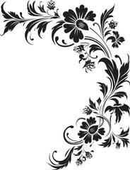 Vintage Botanical Detail Classic Grace Retro Floral Corner Emblem Stylish Sophistication
