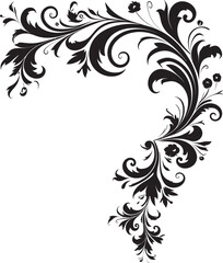 Ornate Floral Corner Element Retro Graphic Art Classic Floral Corner Emblem Timeless Design