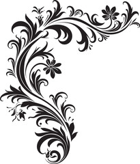 Antique Floral Corner Illustration Capturing Retro Charm Victorian Era Floral Corner Nostalgia in Every Curve