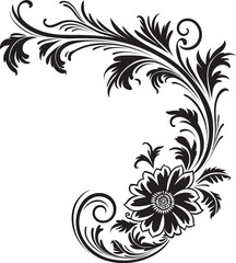 Vintage Decorative Element Time Honored Symbol of Beauty Delicate Victorian Floral Corner Artistic Flourish with Poise