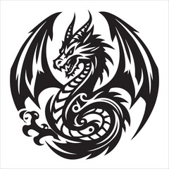 Dragon, vector illustration, silhouette