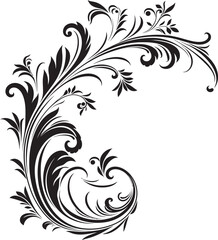 Vintage Floral Detail Nostalgic Artistic Design Victorian Corner Ornament Decorative Iconography