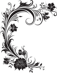 Classic Floral Corner Emblem Nostalgia in Bloom Antique Floral Corner Illustration Retro Charm Restored