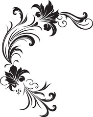 Retro Floral Corner Detail Artistic Flourish Revived Elegant Corner Floral Ornament Traditionally Chic