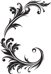 Antique Floral Corner Symbol Retro Art Vintage Botanical Corner Elegant Design Element