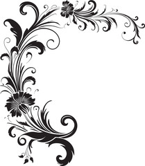Retro Floral Corner Emblem Stylish Sophistication Revived Elegant Victorian Corner Detail Craft in Every Line