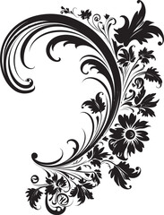 Vintage Style Floral Corner Designing Elegance Afresh Floral Corner Emblem Symbol of Artistic Excellence