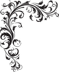 Vintage Botanical Detail Nostalgic Art Floral Corner Frame Elegant Design Element