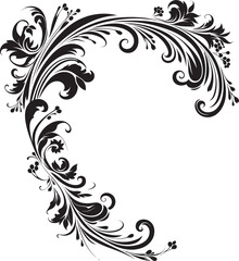 Ornate Floral Corner Design Nostalgic Beauty Revived Classic Victorian Floral Emblem Artistry in Detail