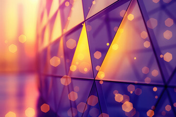 Beautiful abstract geometric background with bokeh lights