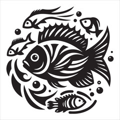 Fish, vector illustration,silhouette