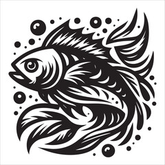 Fish, vector illustration,silhouette