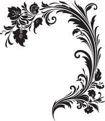 Retro Floral Corner Detail Classic Artistic Touch Elegant Corner Floral Ornament Vintage Art