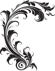 Antique Floral Corner Symbol Elegant Graphic Element Vintage Botanical Corner Timeless Symbol