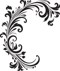 Fototapeta premium Vintage Botanical Detail Classic Design Element Floral Corner Frame Nostalgic Symbol