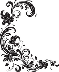 Floral Corner Emblem Classic Design Ornate Victorian Corner Pattern Timeless Icon