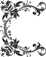 Antique Botanical Corner Decorative Symbol Retro Style Floral Corner Elegant Artistic Detail