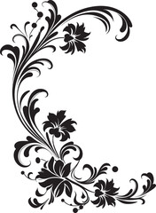 Vintage Floral Detail Classic Graphic Victorian Corner Ornament Nostalgic Iconography