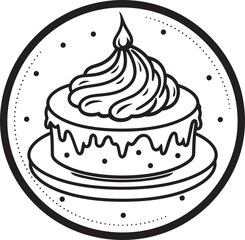 Elegant Cake Iconography Retro Bakery Elegance Nostalgic Cake Emblem Heritage of Sweet Treats